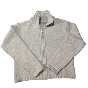 VINTAGE Laura Ashley Cream and light blue Knit Zip-Up Sweater